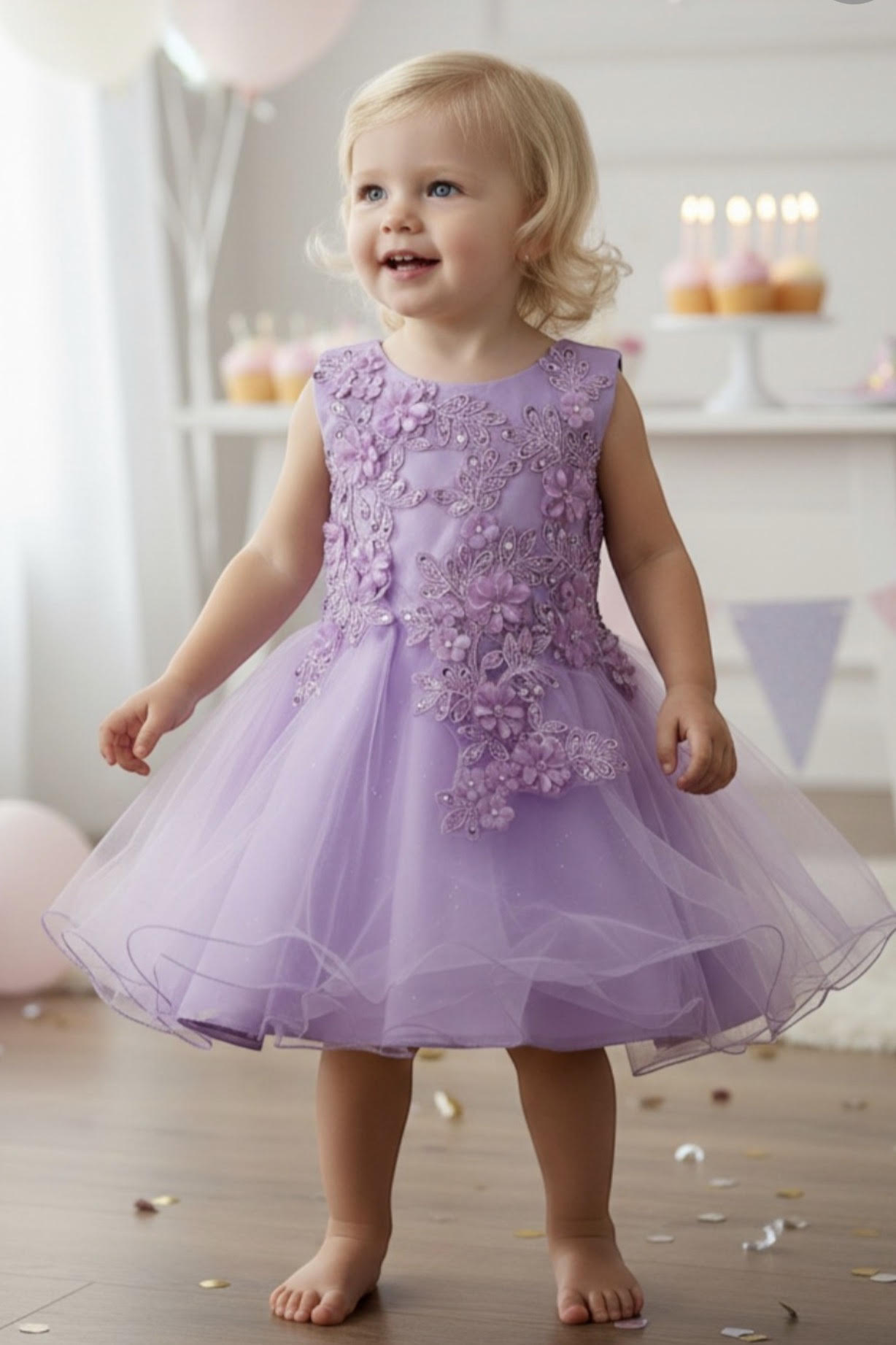 3D Floral Tulle Dress 9125