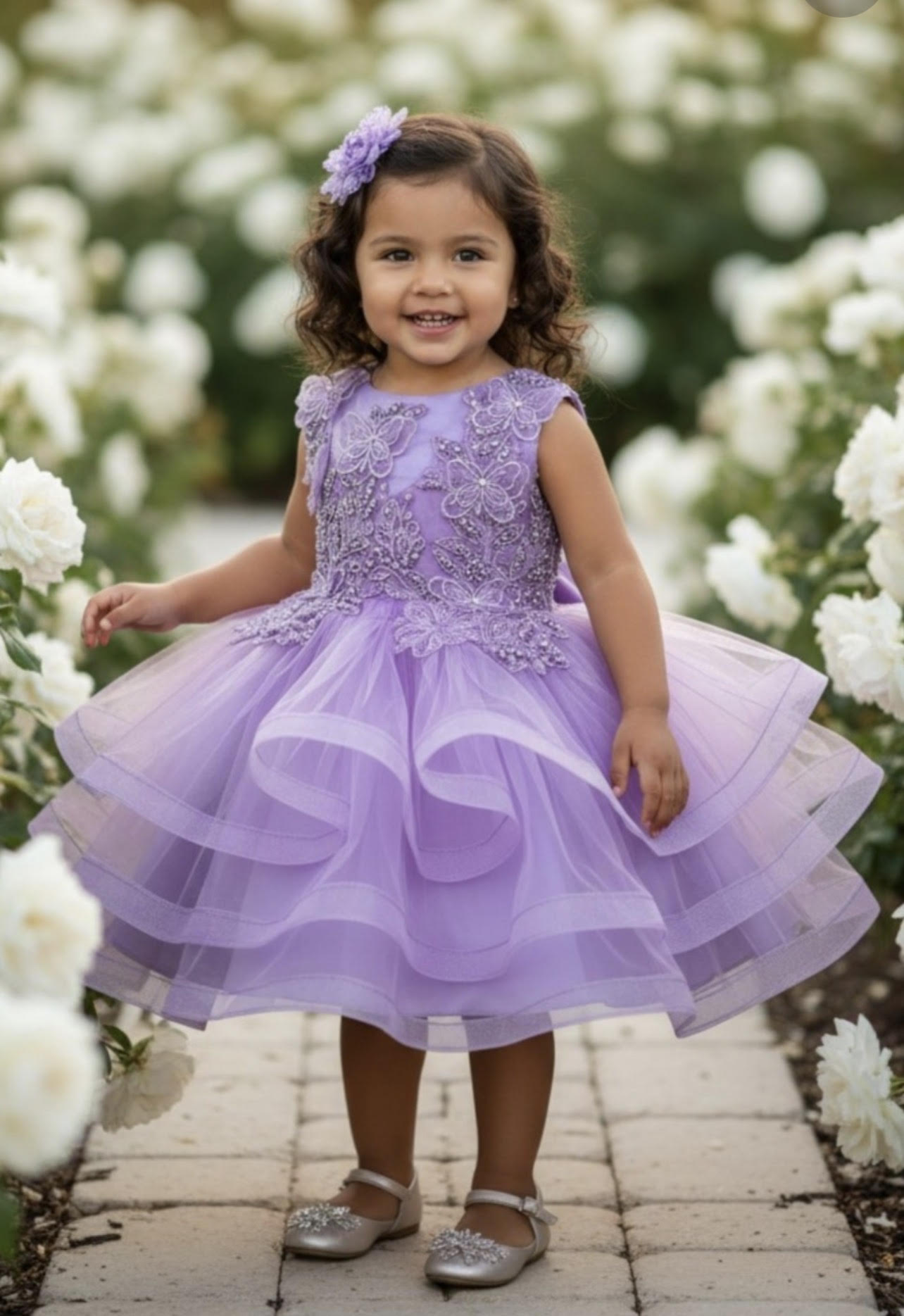 Butterfly Pearl Tulle Dress 9149
