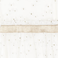 Off White and Gold Florettes Short Sleeve Dress