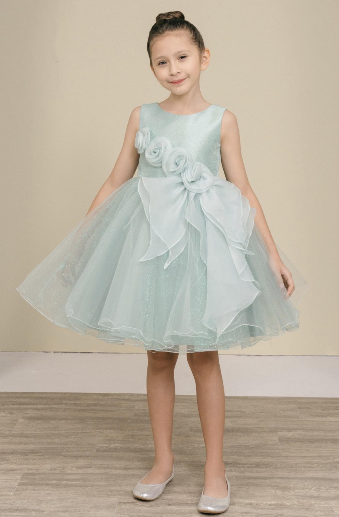Rose Applique Kids Dress 9128