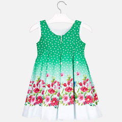 3932, Polka Dot Dress with Floral Border