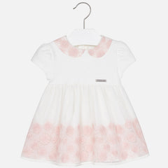 2917 Baby girl embroidered tulle short sleeve dress